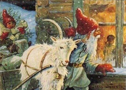 Julkort med jultomten på av Jenny Nyström